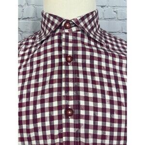 ALTEMFLOWER Men’s SZ 42 XL Long Sleeve Button Front Shirt Purple,White Gingham